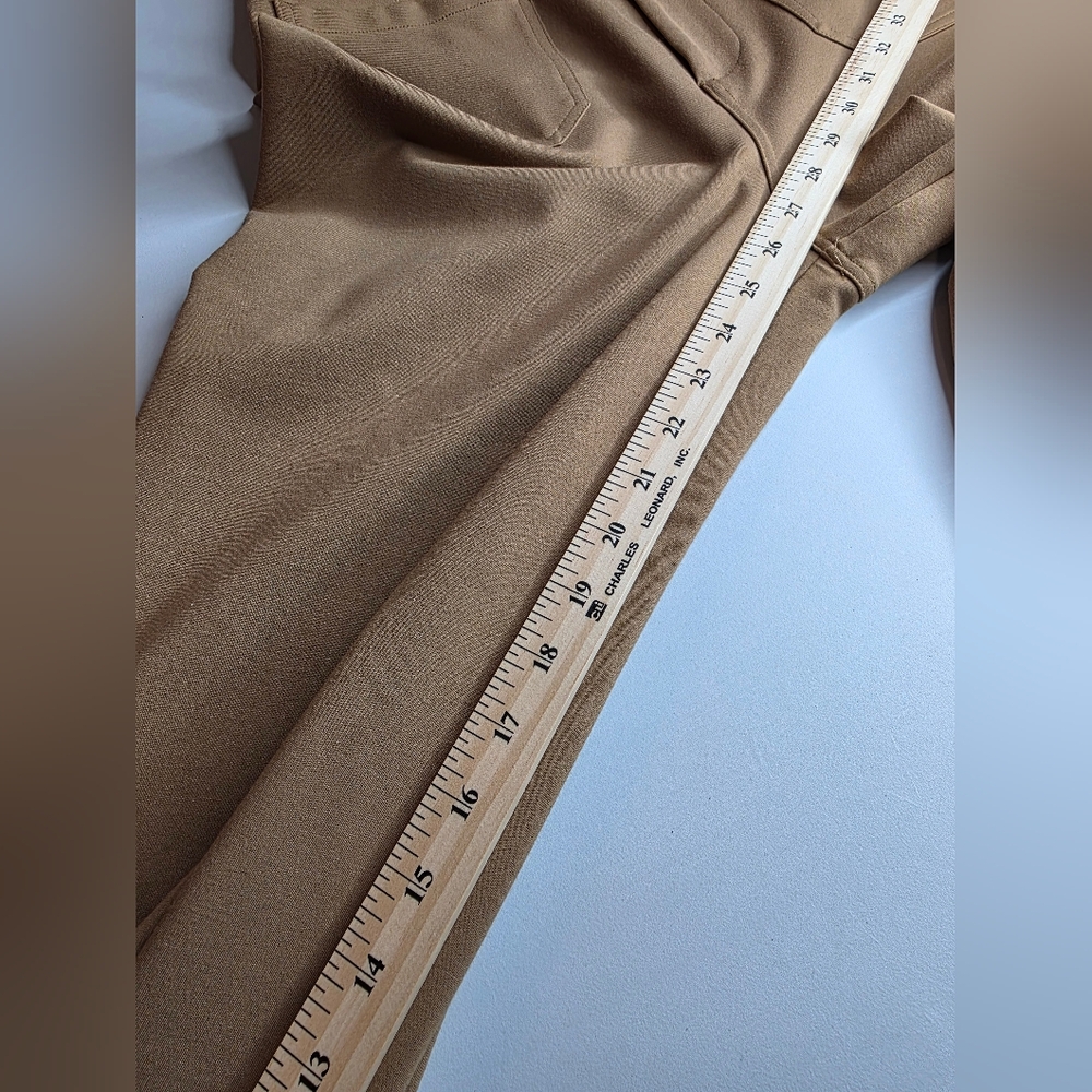Jones & Co Tan High Rise Wide Leg Ankle Trousers Stretch Thick Size 10 2250-Ai - Picture 7 of 12